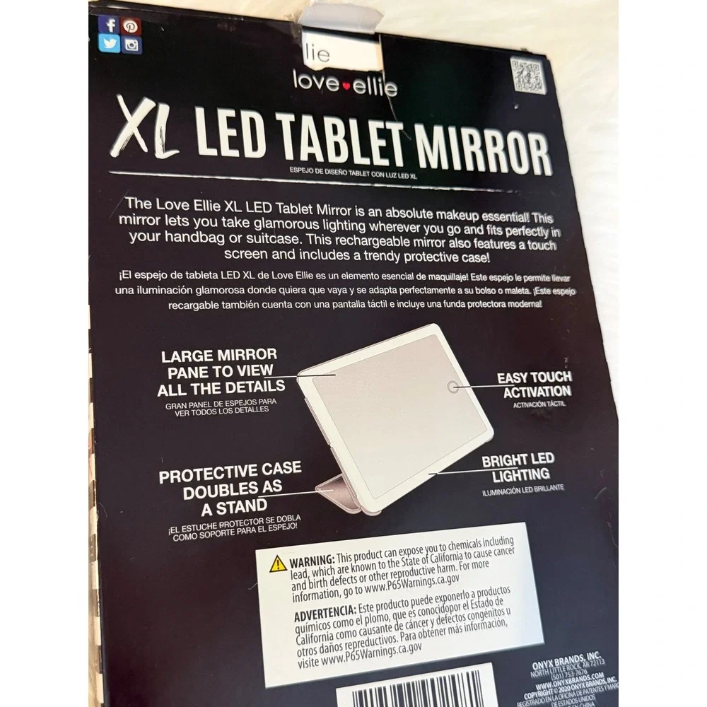 Love Ellie XL LED Tablet Mirror Portable Dimmable Rechargeable Vanity Mirror